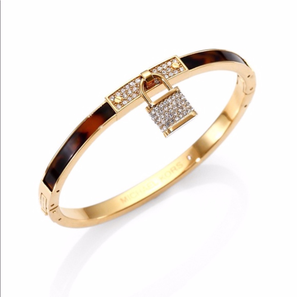 Michael Kors Gold-tone Tortoise Padlock Bangle
